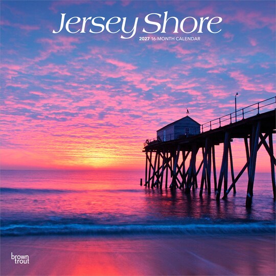 BrownTrout; Jersey Shore | 2027 12 x 24 Inch (Hanging) Monthly Square Wall Calendar | Plastic-Free; Category:Wall Calendars; Image:1